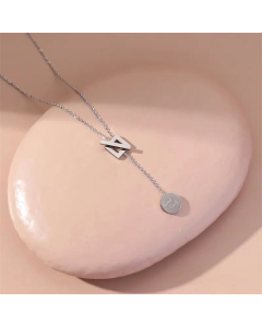 Fashion Geometric Titanium Steel Pendant Necklace Heart Inlaid Gold Stainless Steel Necklaces Colorza
