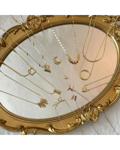 Fashion Geometric Titanium Steel Pendant Necklace Heart Inlaid Gold Stainless Steel Necklaces Colorza