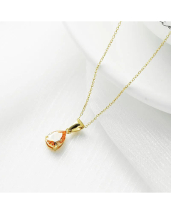 Classic Inlay Zircon Stainless Steel Necklaces Water Droplets Titanium Steel Necklace -Gold Color-Champagne