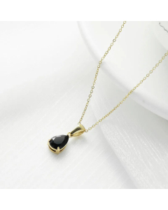 Classic Inlay Zircon Stainless Steel Necklaces Water Droplets Titanium Steel Necklace -Gold Color-Black