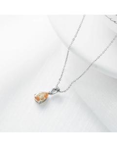 Classic Inlay Zircon Stainless Steel Necklaces Water Droplets Titanium Steel Necklace -Steel Color-Champagne