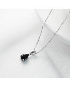 Classic Inlay Zircon Stainless Steel Necklaces Water Droplets Titanium Steel Necklace -Steel Color-Black