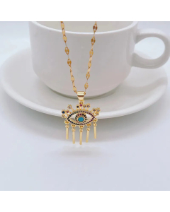 Exquisite Eye Titanium Steel Pendant Necklace Plating Zircon Stainless Steel Necklaces 