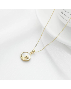 Fashion Round Cross Titanium Steel Necklace Letter Plating Stainless Steel Necklaces Colorza-Gold Color-01