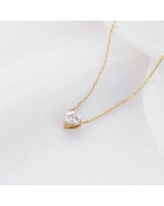 Fashion Inlay Zircon Stainless Steel Necklaces Heart Shape Titanium Steel Necklace Colorza-Gold Color-White