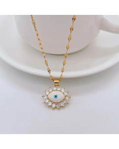 Texture Eye Titanium Steel Pendant Necklace Plating Zircon Stainless Steel Necklaces Colorza