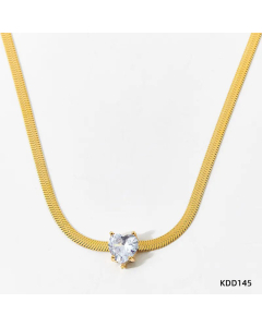 Classic Heart Shape Snake Bone Chain Necklace Plating Inlay Zircon Stainless Steel Necklaces