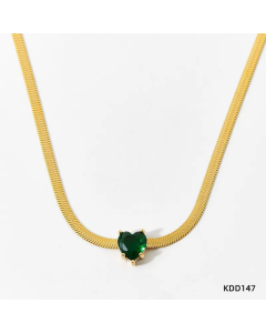 Classic Heart Shape Snake Bone Chain Necklace Plating Inlay Zircon Stainless Steel Necklaces