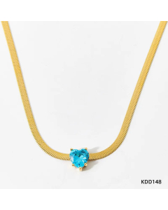 Classic Heart Shape Snake Bone Chain Necklace Plating Inlay Zircon Stainless Steel Necklaces