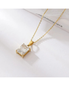 Fashion Square Titanium Steel Necklace Inlay Zircon Stainless Steel Necklaces