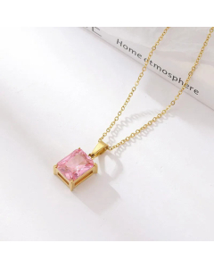 Fashion Square Titanium Steel Necklace Inlay Zircon Stainless Steel Necklaces