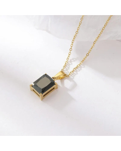 Fashion Square Titanium Steel Necklace Inlay Zircon Stainless Steel Necklaces