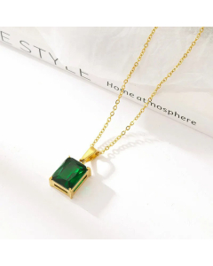 Fashion Square Titanium Steel Necklace Inlay Zircon Stainless Steel Necklaces