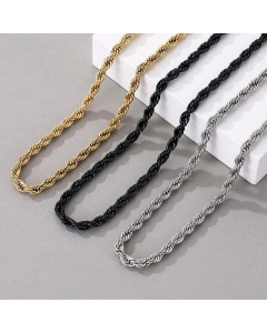 Plain Solid Color Twist Chain Titanium Steel Necklace Stainless Steel Necklaces