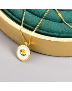 Fashion Round Plating Stainless Steel Necklaces Flower Titanium Steel Pendant Necklace