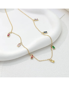 Temperament Square Titanium Steel Necklace Inlaid Gold Zircon Stainless Steel Necklaces