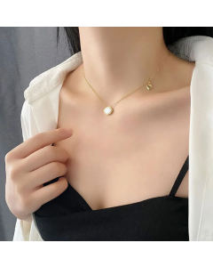 Fashion Shell Titanium Steel Pendant Necklace Inlay Shell Stainless Steel Necklaces