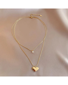 Fashion Inlaid Zircon Stainless Steel Necklaces Heart Shape Titanium Steel Necklace 