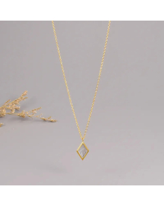 Fashion Prismatic Titanium Steel Pendant Necklace Inlay Shell Stainless Steel Necklaces