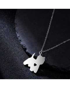 Simple Style Dog Heart Shape Stainless Steel Pendant Necklace Colorza Hollow Out Stainless Steel Necklaces