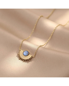 Simple Style Inlaid Gold Turquoise Stainless Steel Necklaces Geometric Titanium Steel Necklace 