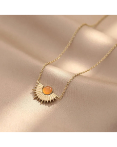 Simple Style Inlaid Gold Turquoise Stainless Steel Necklaces Geometric Titanium Steel Necklace 