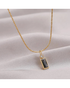 Fashion Inlaid Zircon Stainless Steel Necklaces Rectangle Titanium Steel Necklace