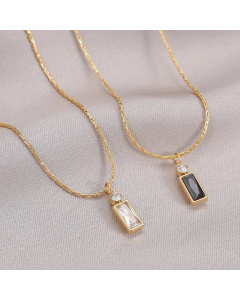 Fashion Inlaid Zircon Stainless Steel Necklaces Rectangle Titanium Steel Necklace