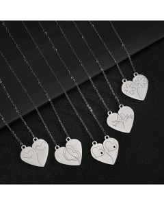 Couple Chain Heart Shape Stainless Steel Pendant Necklace Stainless Steel Necklaces