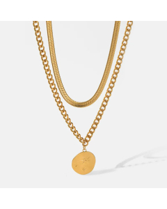 Retro Layered Stainless Steel Necklaces Round Solid Color Stainless Steel Necklace Colorza