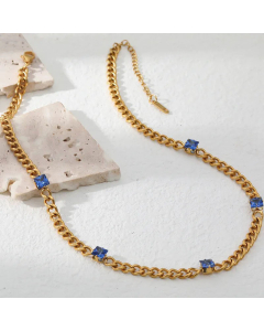Elegant Geometric Stainless Steel Inlay Zircon Stainless Steel Necklace 