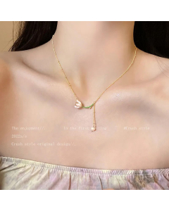 Heart Flower Butterfly Pearl Stainless Steel Zircon Inlaid Necklaces Colorza