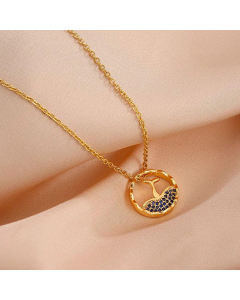 Niche Bow Smile Square Diamond Crown Pendant Titanium Steel Necklace