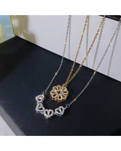 Fashion Rhinestone Heart Shape Titanium Steel Necklace