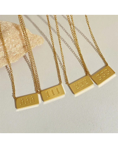 Daily Number Square Tag Pendent Titanium Steel Necklace Colorza