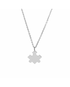 Fashion Building Block Heart Pendant Necklace Polishing Outer Heart Stainless Steel Necklace