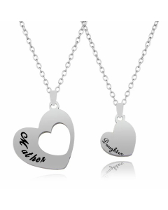 Simple Style Hollow Out Heart Shape Pendant Stainless Steel Necklace-Steel Color-01