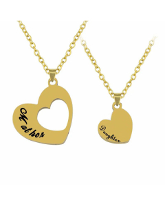 Simple Style Hollow Out Heart Shape Pendant Stainless Steel Necklace-Gold Color-01