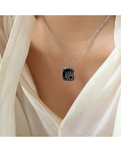 Fashion Square Titanium Steel Necklace Enamel Stainless Steel Necklaces