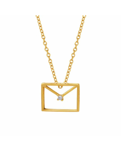 Fashion Inlay Zircon Stainless Steel Necklaces Envelope Titanium Steel Pendant Necklace 