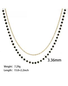 Fashion Black Beads Stainless Steel Beaded Bracelets Necklace