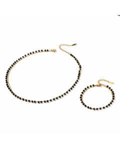 Fashion Black Beads Stainless Steel Beaded Bracelets Necklace