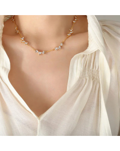 Temperament Heart Shape Titanium Steel Necklace Inlay Zircon Stainless Steel Necklaces