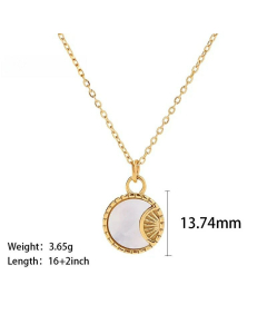 Retro Geometric Sun Moon Stars Stainless Steel Plating Pendant Necklace