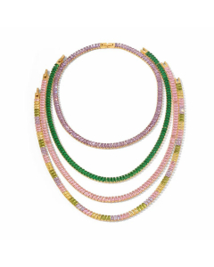 Modern Style Inlaid Zircon Necklace Geometric Stainless Steel Colorza