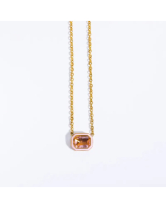 Fashion Inlay Zircon Earrings Square Pendent Stainless Steel Necklace-01-Pink
