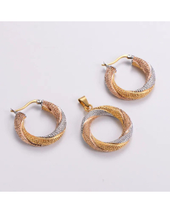 Shiny Round Pendent Stainless Steel Earrings Necklace 1 Pair