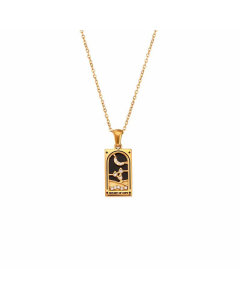 Fashion Square Tarot Tag Stainless Steel Plating Inlay Zircon Pendant Necklace Colorza