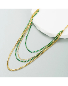 Ethnic Style Gold Plated Layered Necklaces Geometric Titanium Steel 1 Set