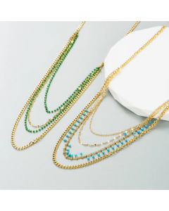 Ethnic Style Gold Plated Layered Necklaces Geometric Titanium Steel 1 Set